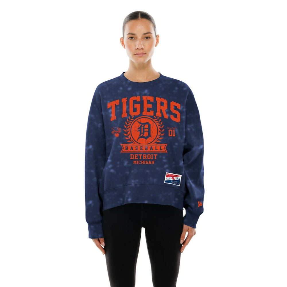 Detroit Tigers Women's Throwback Oversized Boxy Sweatshirt Navy | New Era