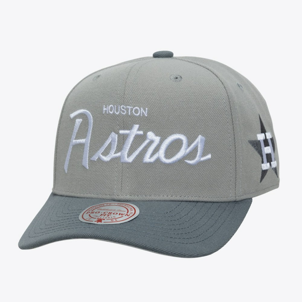 Houston Astros Cooperstown Thunderstorm Head Coach Pro-Crown Adjustable Hat Gray | Mitchell & Ness