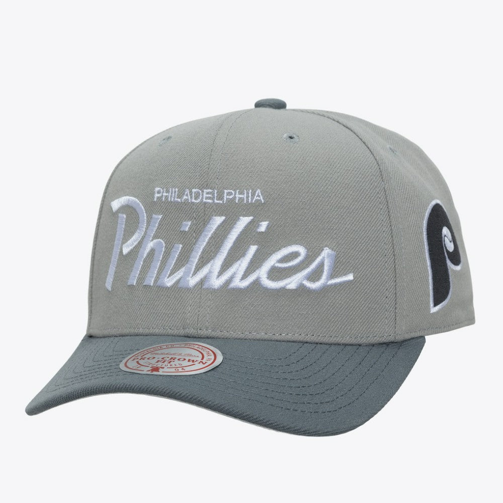 Philadelphia Phillies Cooperstown Thunderstorm Head Coach Pro-Crown Adjustable Hat Gray | Mitchell & Ness