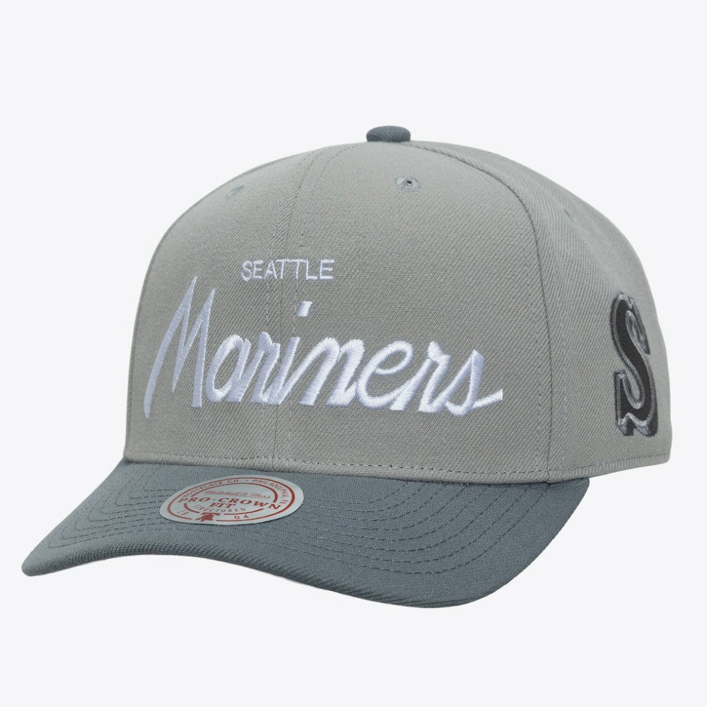 Seattle Mariners Cooperstown Thunderstorm Head Coach Pro-Crown Adjustable Hat Gray | Mitchell & Ness