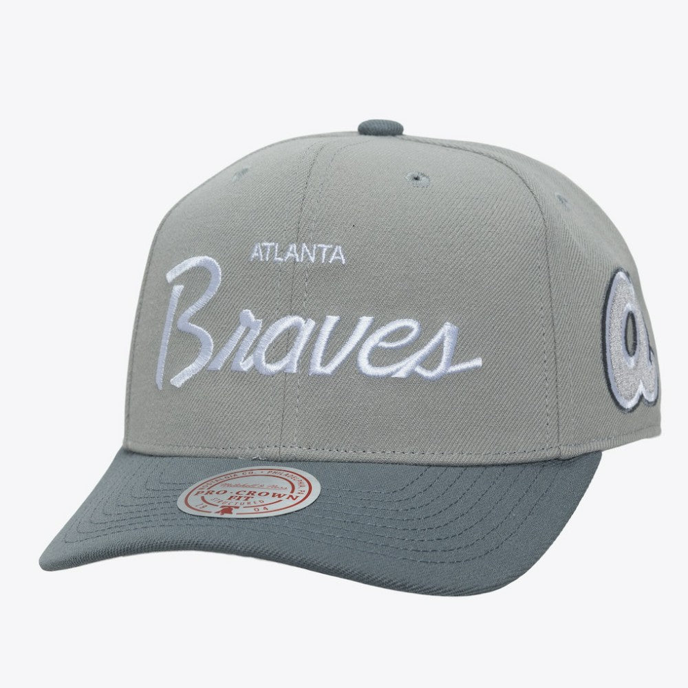 Atlanta Braves Cooperstown Thunderstorm Head Coach Pro-Crown Adjustable Hat Gray | Mitchell & Ness