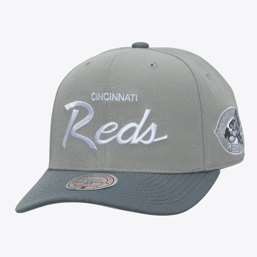 Cincinnati Reds Cooperstown Thunderstorm Head Coach Pro-Crown Adjustable Hat Gray | Mitchell & Ness