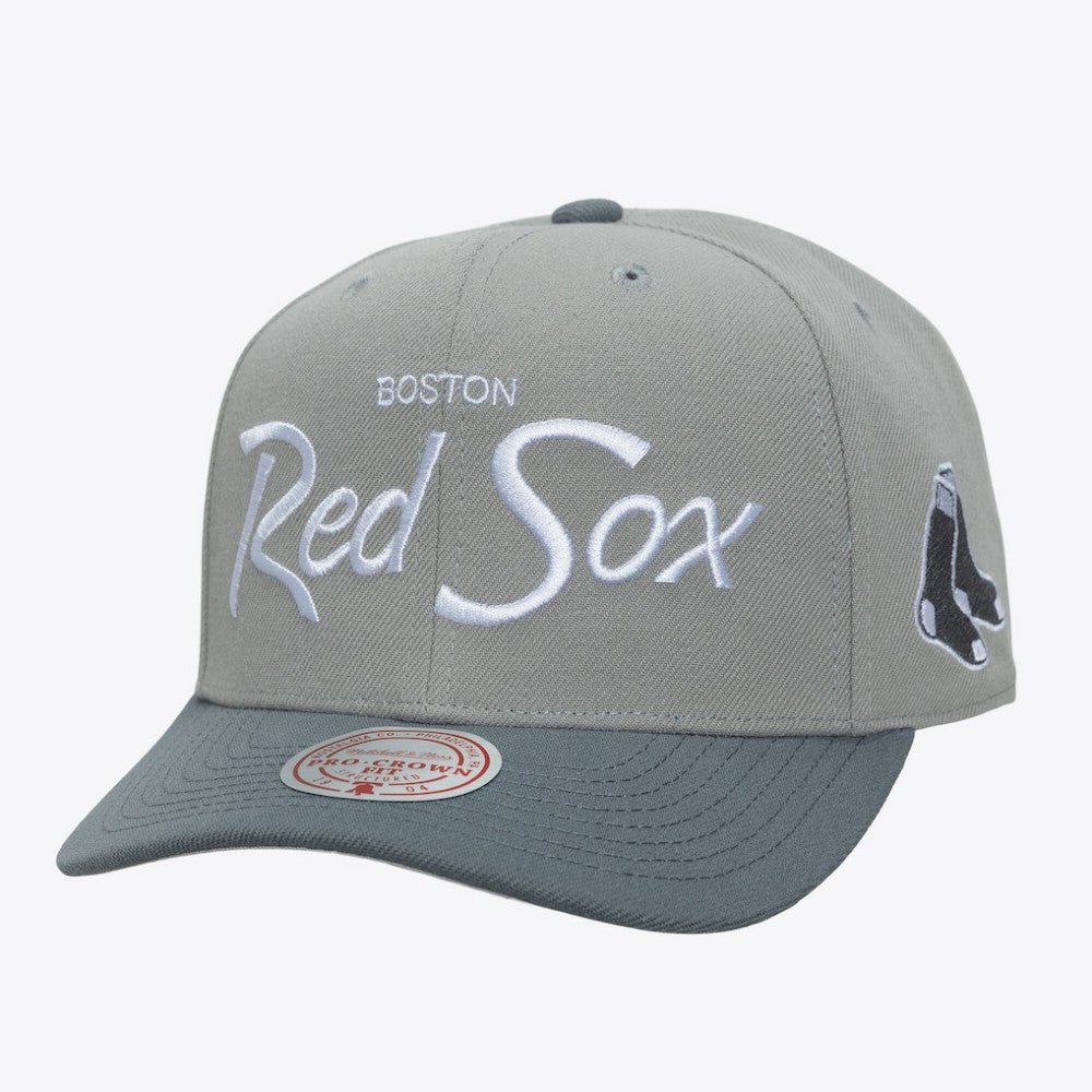 Boston Red Sox Thunderstorm Head Coach Pro-Crown Adjustable Hat Gray | Mitchell & Ness