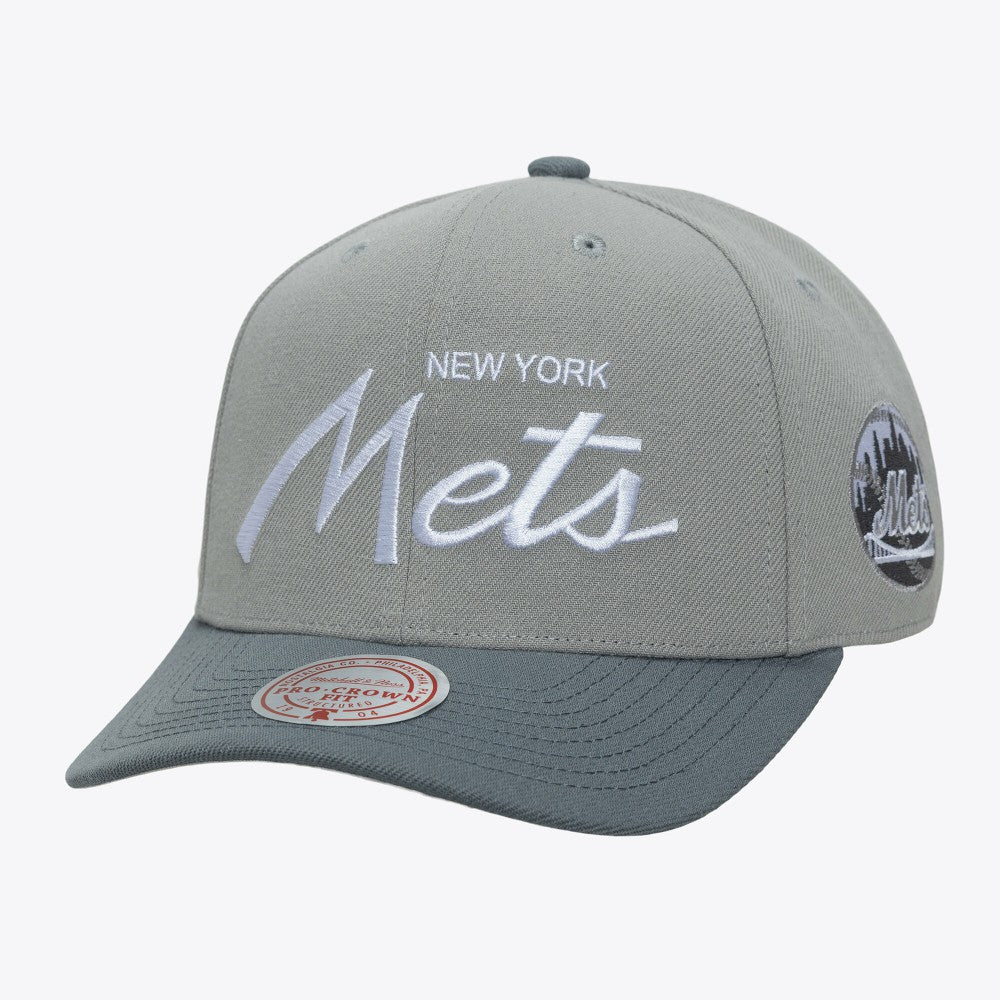 New York Mets Thunderstorm Head Coach Pro-Crown Adjustable Hat Gray | Mitchell & Ness