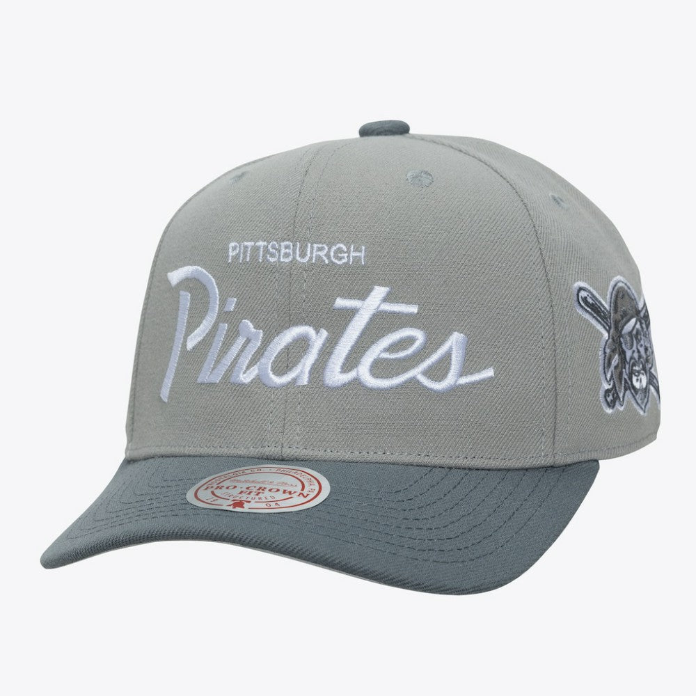 Pittsburgh Pirates Thunderstorm Head Coach Pro-Crown Adjustable Hat Gray | Mitchell & Ness