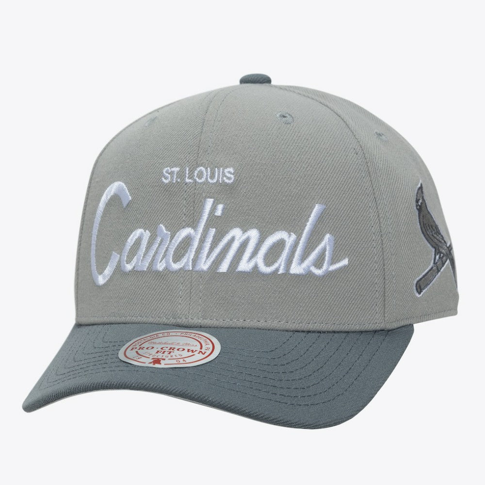 St. Louis Cardinals Thunderstorm Head Coach Pro-Crown Adjustable Hat Gray | Mitchell & Ness