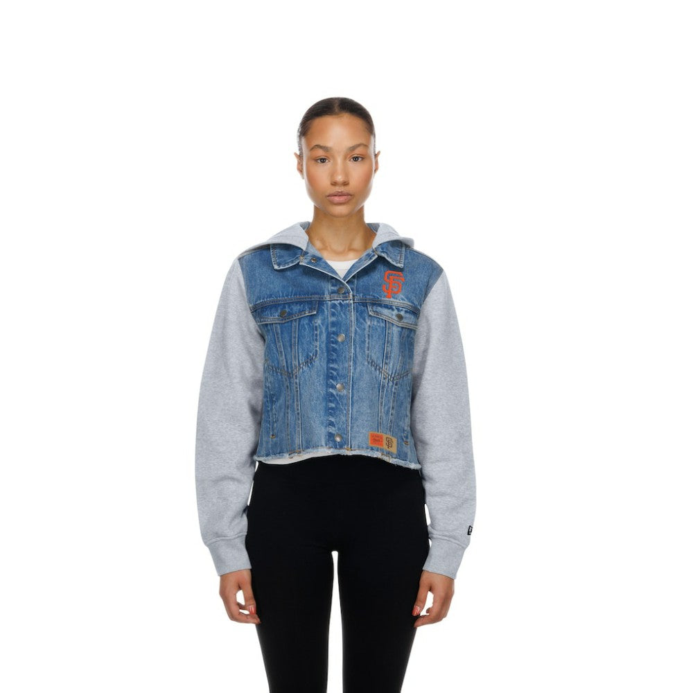 San Francisco Giants Women's Full-Snap Gameday Hybrid Hoodie Denim | New Era