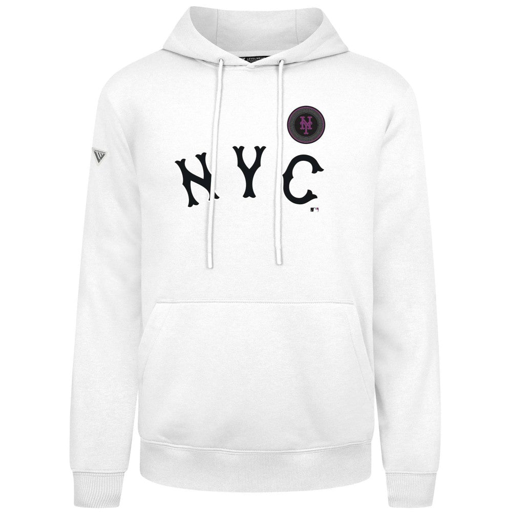 New York Mets Levelwear City Connect Podium Core Logo Pullover Hoodie White