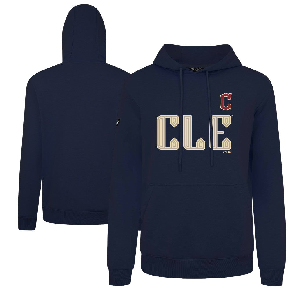 Cleveland Guardians Levelwear City Connect Podium Core Logo Pullover Hoodie Navy