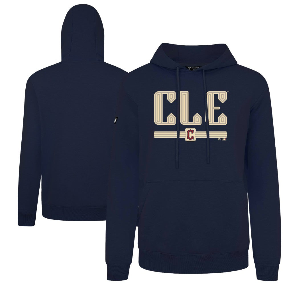 Cleveland Guardians Levelwear City Connect Podium Back Splash Pullover Hoodie Navy