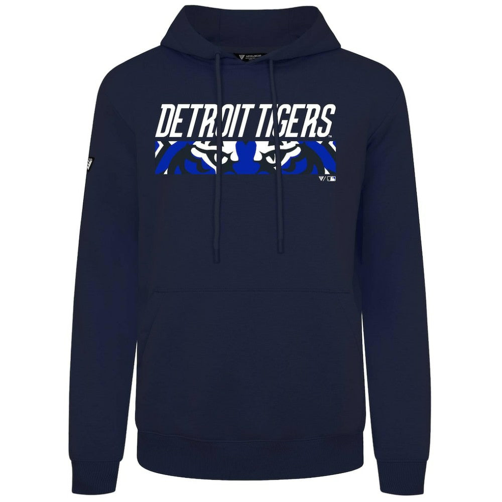 Detroit Tigers Levelwear City Connect Podium Back Splash Pullover Hoodie Navy