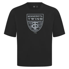 Minnesota Twins Levelwear Oversized Luxe Signature Knit Buckler T-Shirt Black