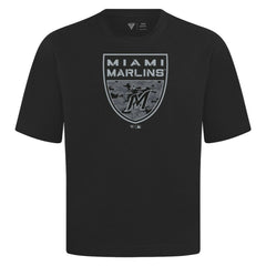 Miami Marlins Levelwear Oversized Luxe Signature Knit Buckler T-Shirt Black