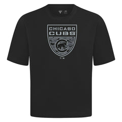 Chicago Cubs Levelwear Oversized Luxe Signature Knit Buckler T-Shirt Black