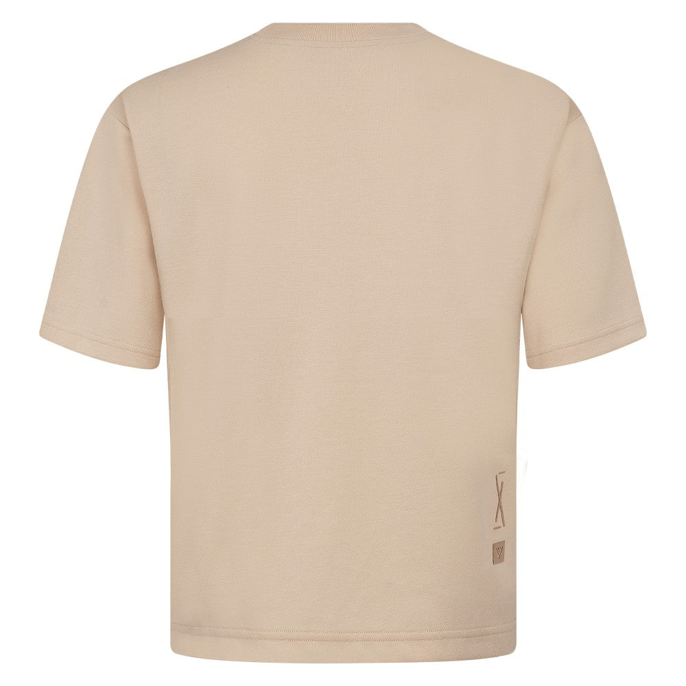 Cincinnati Reds Levelwear Oversized Luxe Signature Knit Buckler T-Shirt Khaki