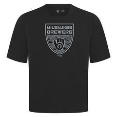 Milwaukee Brewers Levelwear Oversized Luxe Signature Knit Buckler T-Shirt Black