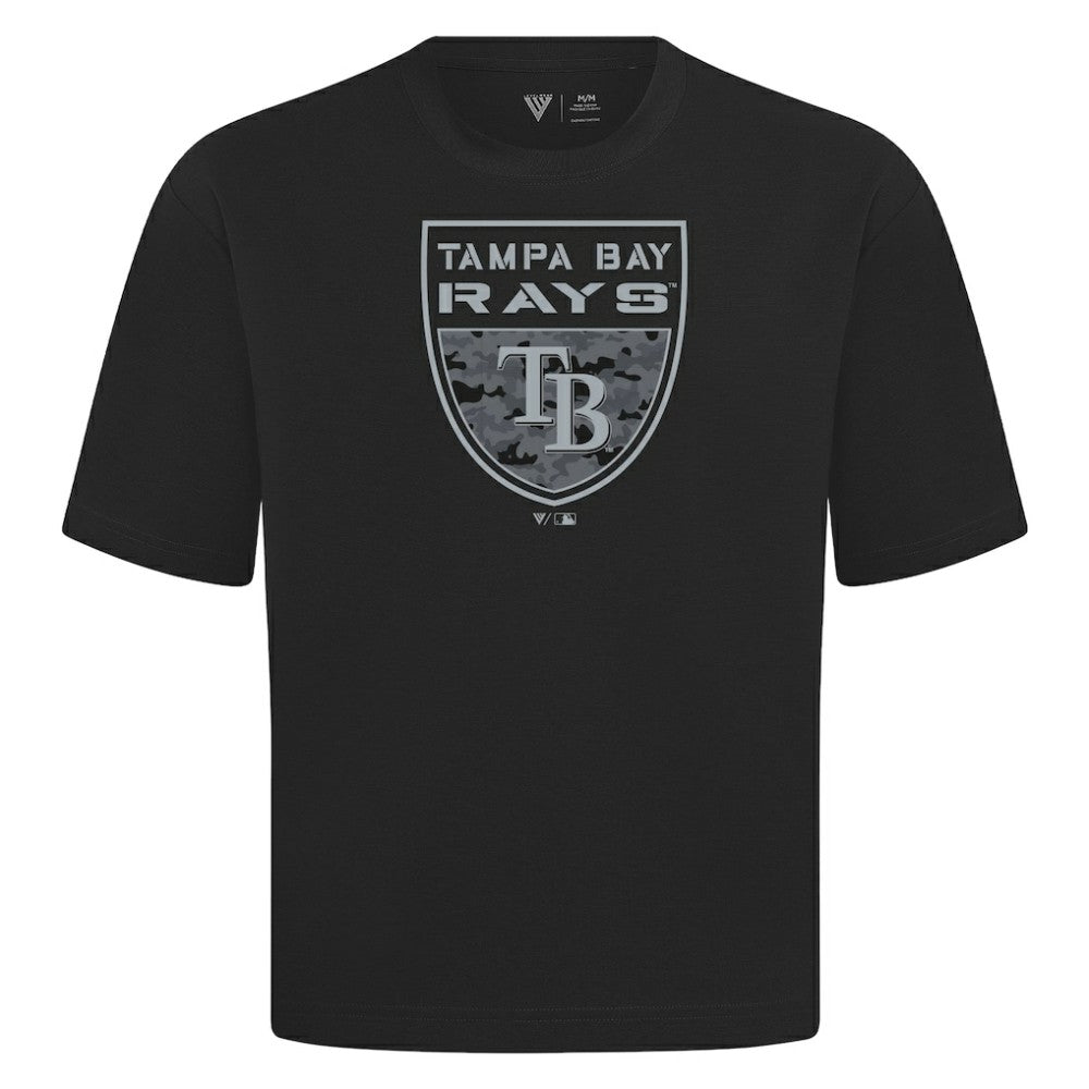 Tampa Bay Rays Levelwear Oversized Luxe Signature Knit Buckler T-Shirt Black
