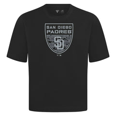 San Diego Padres Levelwear Oversized Luxe Signature Knit Buckler T-Shirt Black