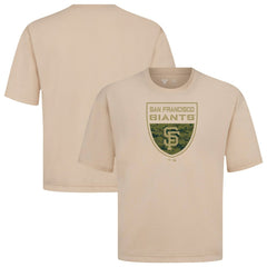 San Francisco Giants Levelwear Oversized Luxe Signature Knit Buckler T-Shirt Khaki