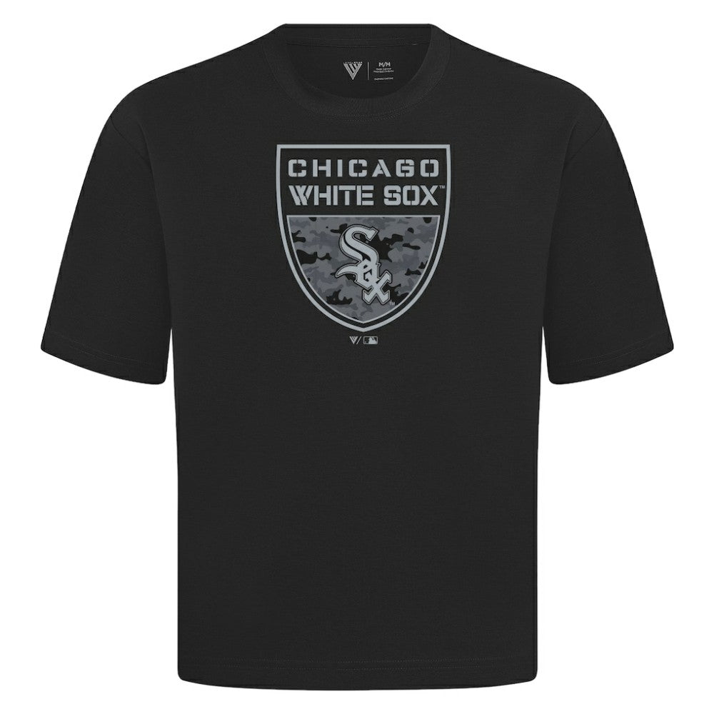 Chicago White Sox Levelwear Oversized Luxe Signature Knit Buckler T-Shirt Black