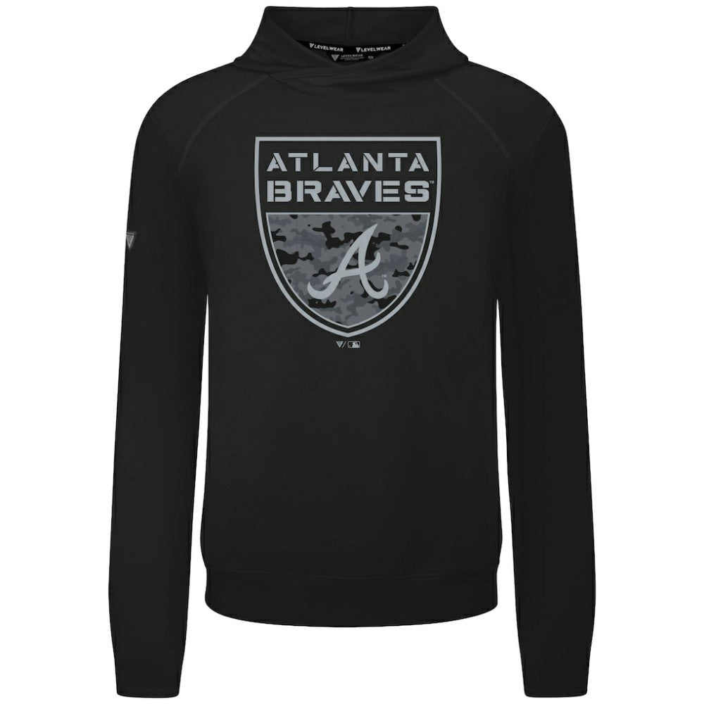 Atlanta Braves Levelwear Mandate Buckler Tri-Blend Pullover Hoodie Black