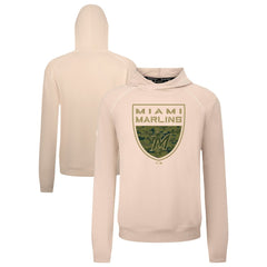Miami Marlins Levelwear Mandate Buckler Tri-Blend Pullover Hoodie Khaki