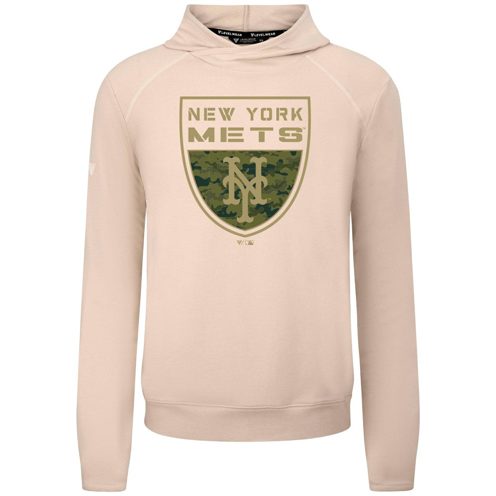 New York Mets Levelwear Mandate Buckler Tri-Blend Pullover Hoodie Khaki