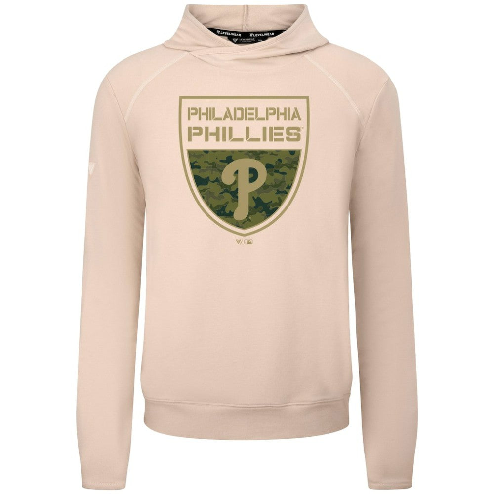 Philadelphia Phillies Levelwear Mandate Buckler Tri-Blend Pullover Hoodie Khaki