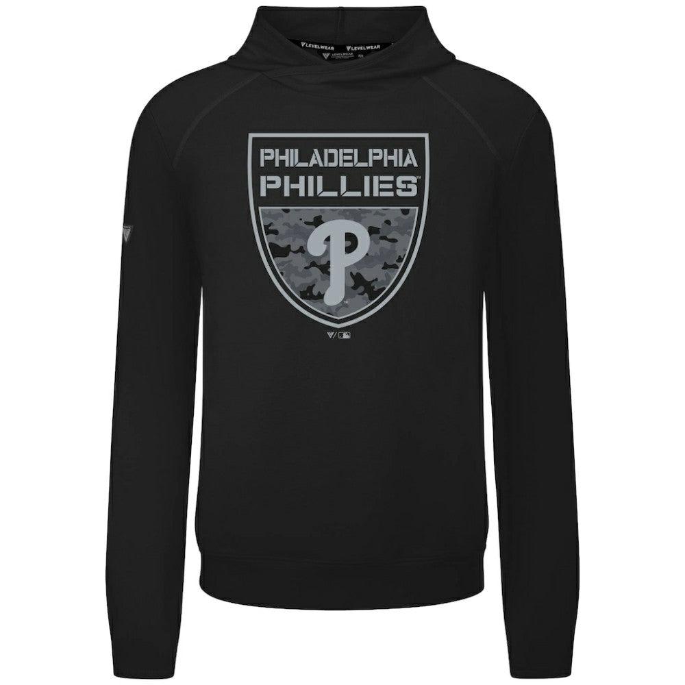 Philadelphia Phillies Levelwear Mandate Buckler Tri-Blend Pullover Hoodie Black