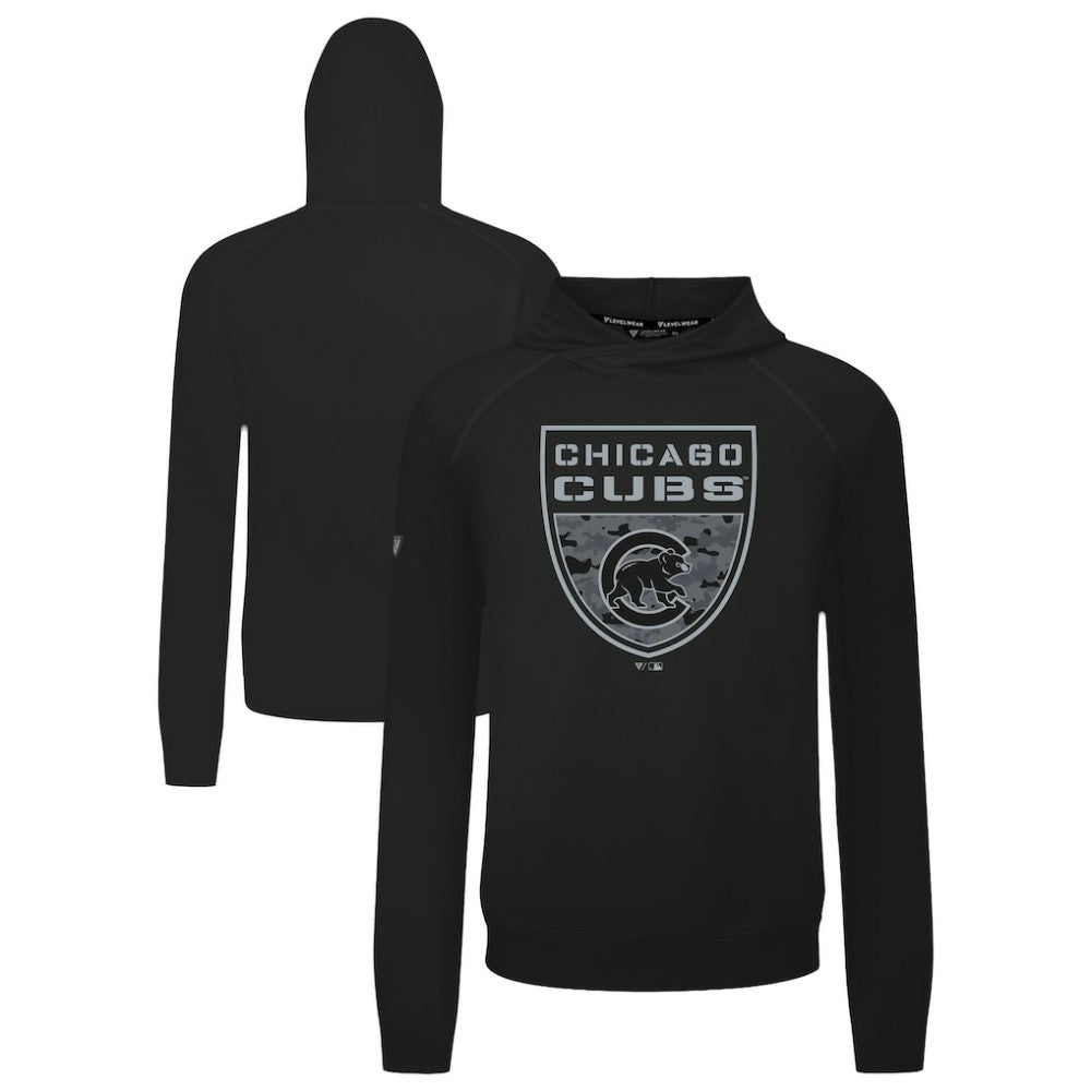 Chicago Cubs Levelwear Mandate Buckler Tri-Blend Pullover Hoodie Black
