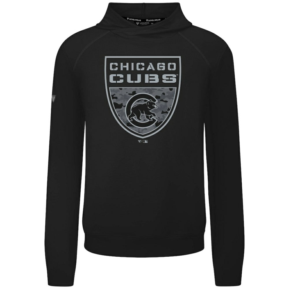 Chicago Cubs Levelwear Mandate Buckler Tri-Blend Pullover Hoodie Black