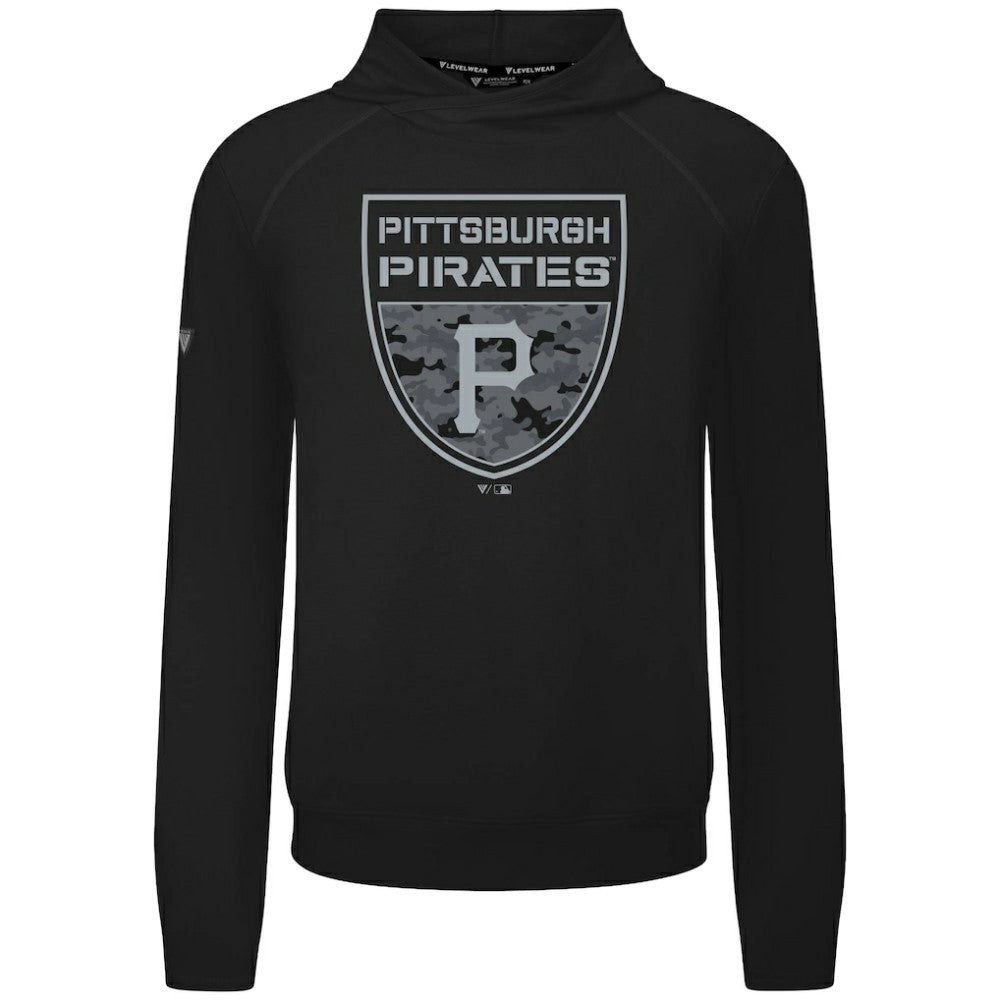 Pittsburgh Pirates Levelwear Mandate Buckler Tri-Blend Pullover Hoodie Black