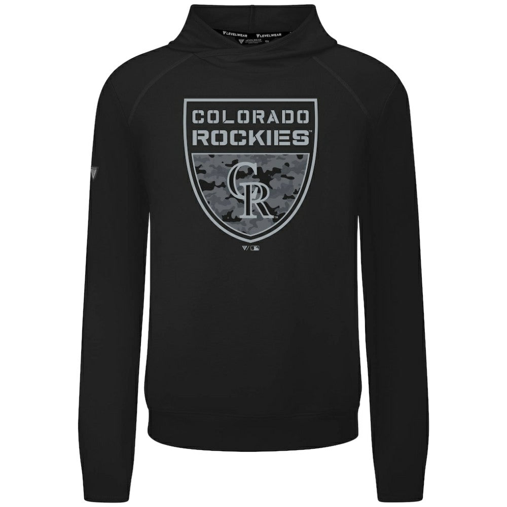 Colorado Rockies Levelwear Mandate Buckler Tri-Blend Pullover Hoodie Black