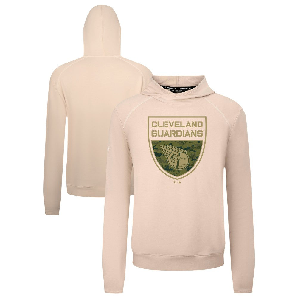 Cleveland Guardians Levelwear Mandate Buckler Tri-Blend Pullover Hoodie Khaki