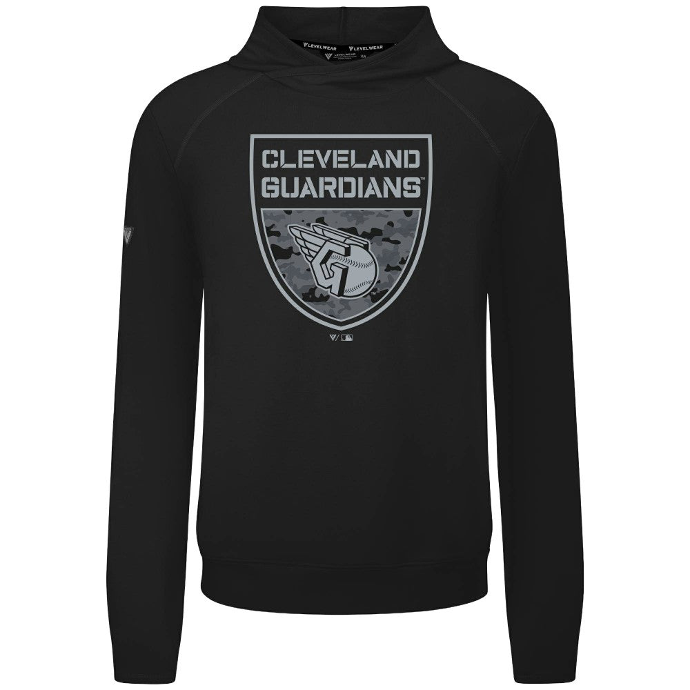 Cleveland Guardians Levelwear Mandate Buckler Tri-Blend Pullover Hoodie Black