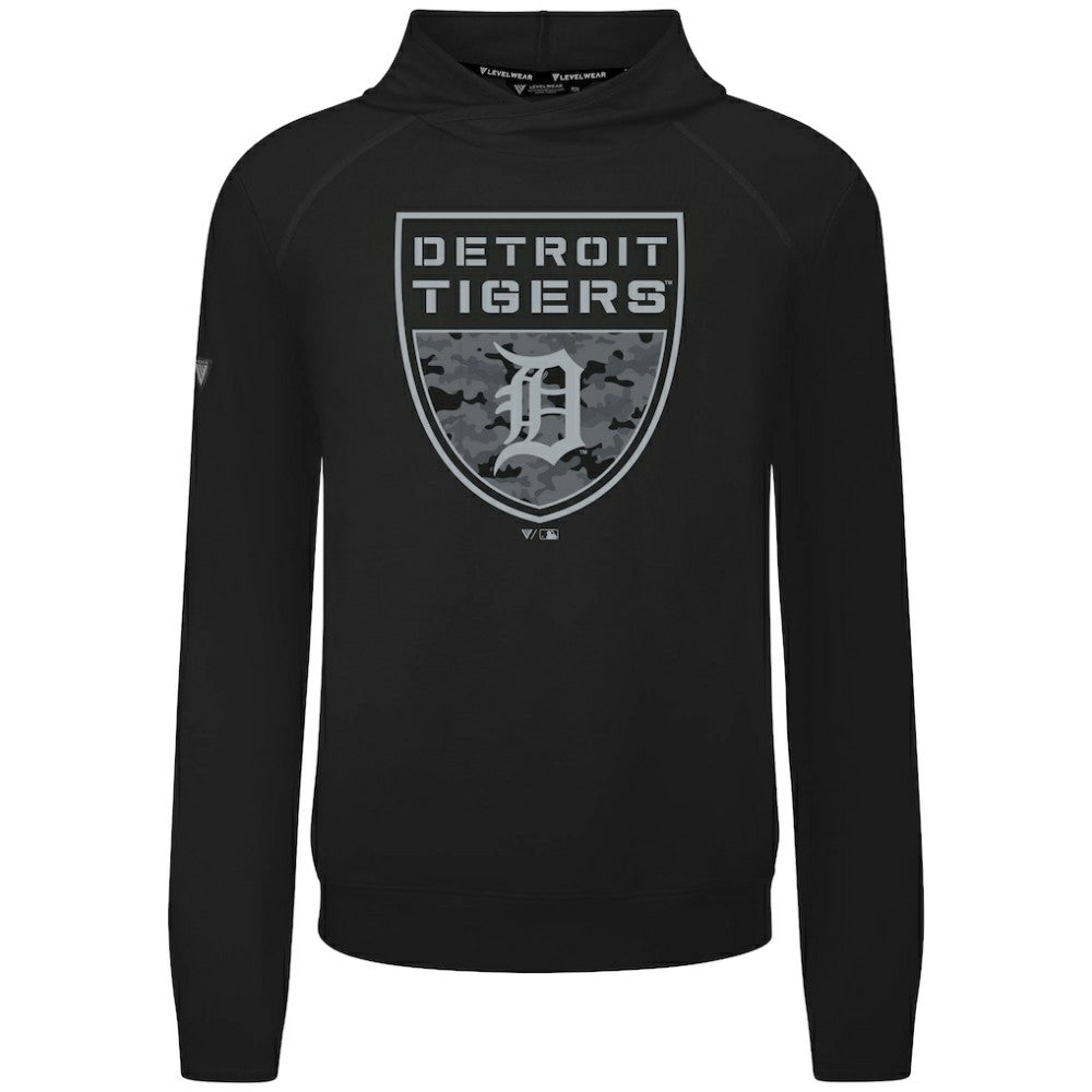 Detroit Tigers Levelwear Mandate Buckler Tri-Blend Pullover Hoodie Black