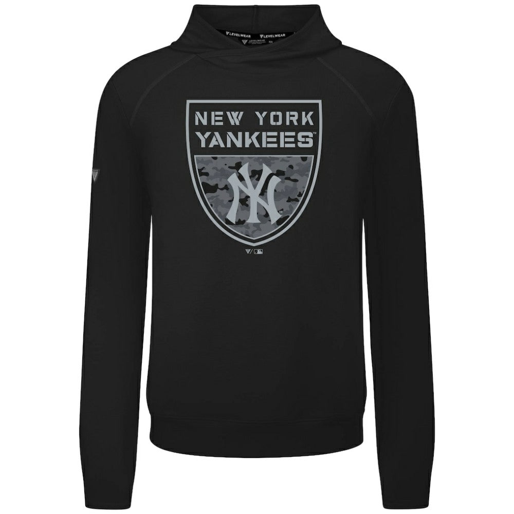 New York Yankees Levelwear Mandate Buckler Tri-Blend Pullover Hoodie Black