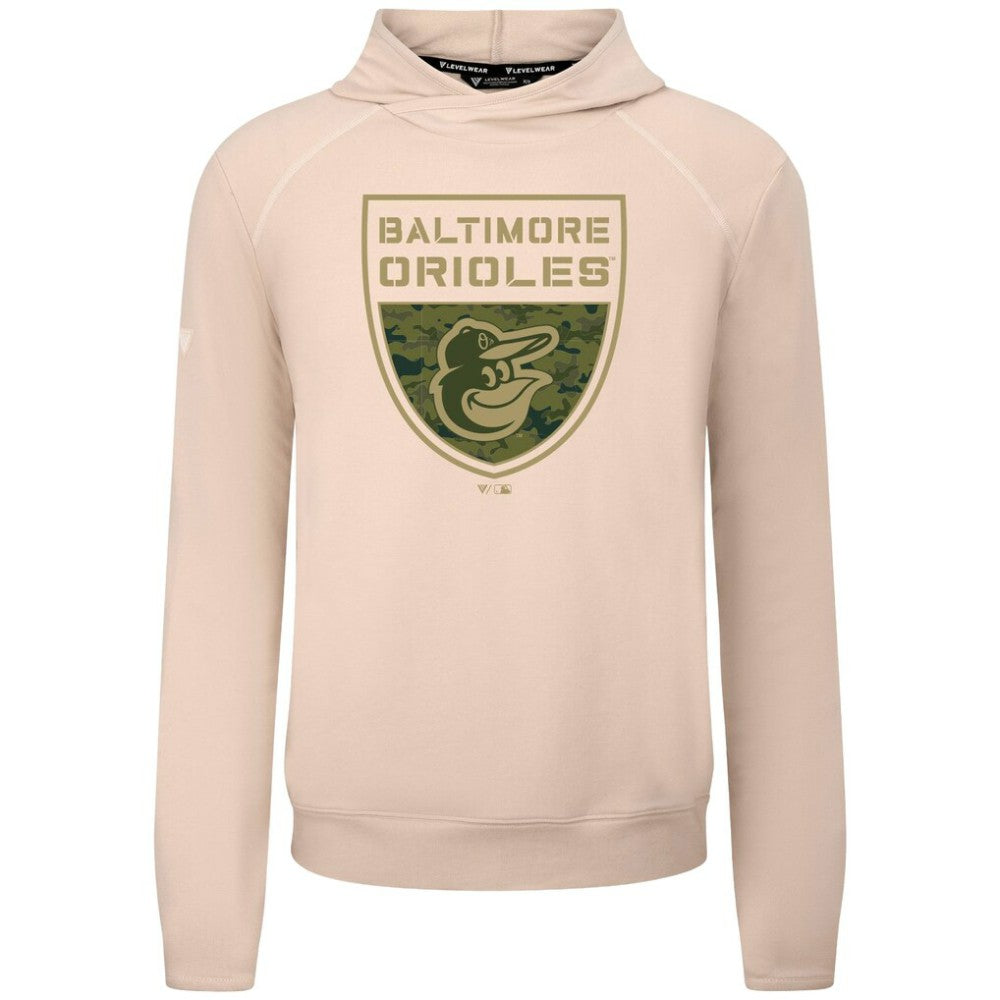 Baltimore Orioles Levelwear Mandate Buckler Tri-Blend Pullover Hoodie Khaki