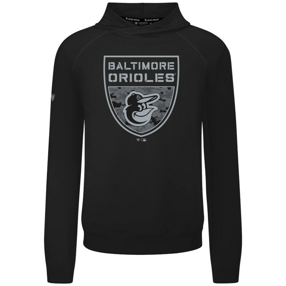 Baltimore Orioles Levelwear Mandate Buckler Tri-Blend Pullover Hoodie Black
