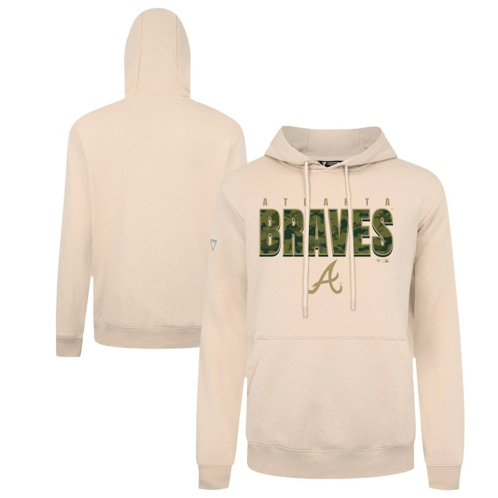 Atlanta Braves Levelwear Podium Protect Pullover Hoodie Khaki