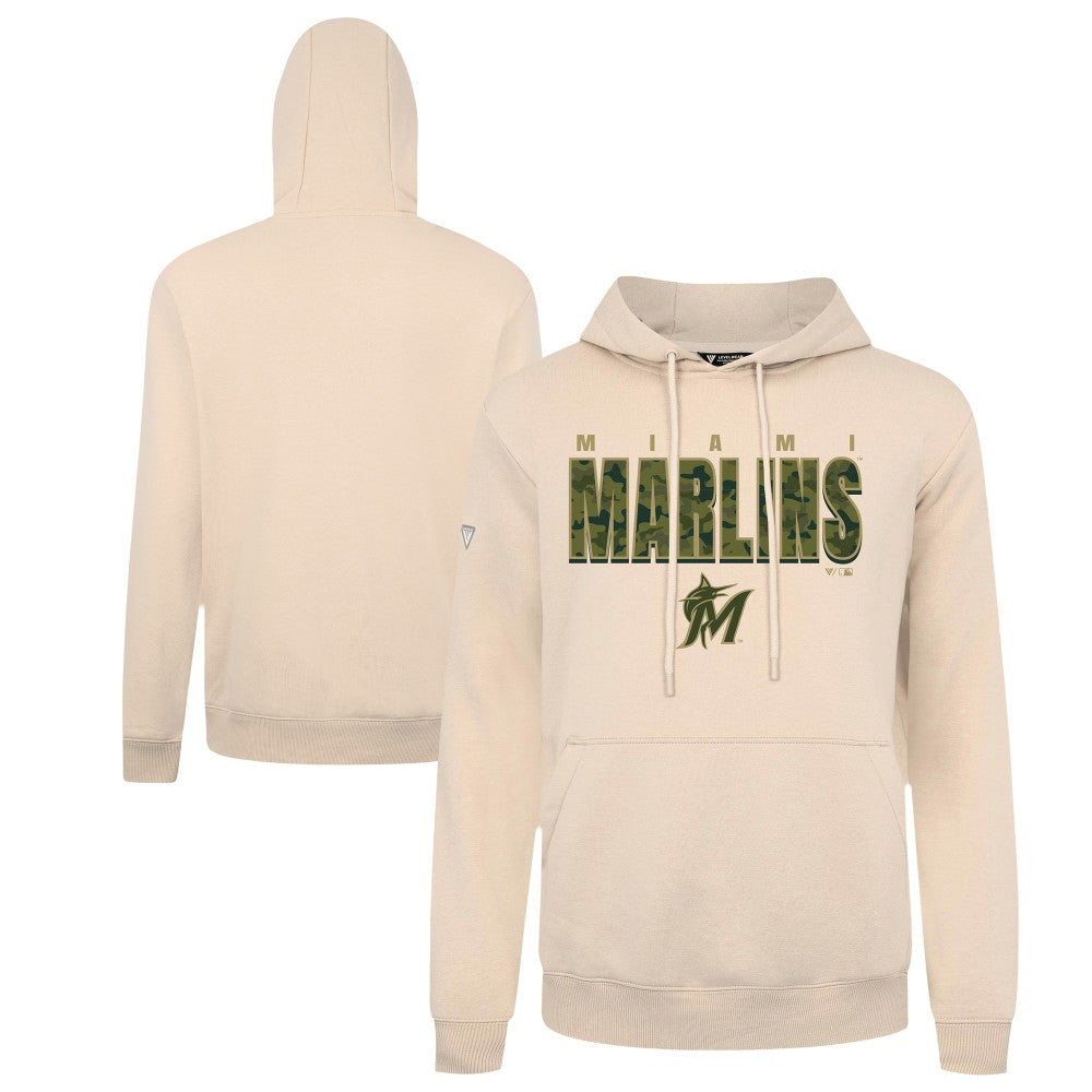 Miami Marlins Levelwear Podium Protect Pullover Hoodie Khaki