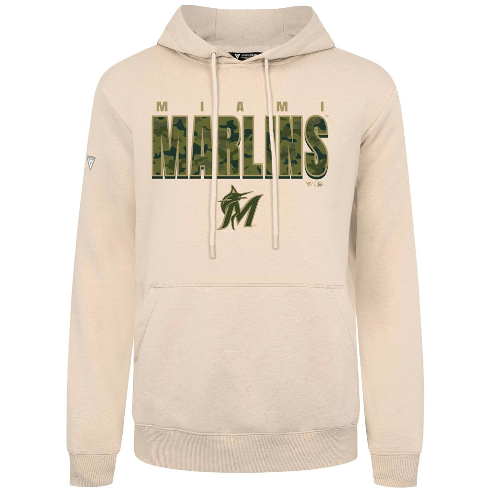 Miami Marlins Levelwear Podium Protect Pullover Hoodie Khaki