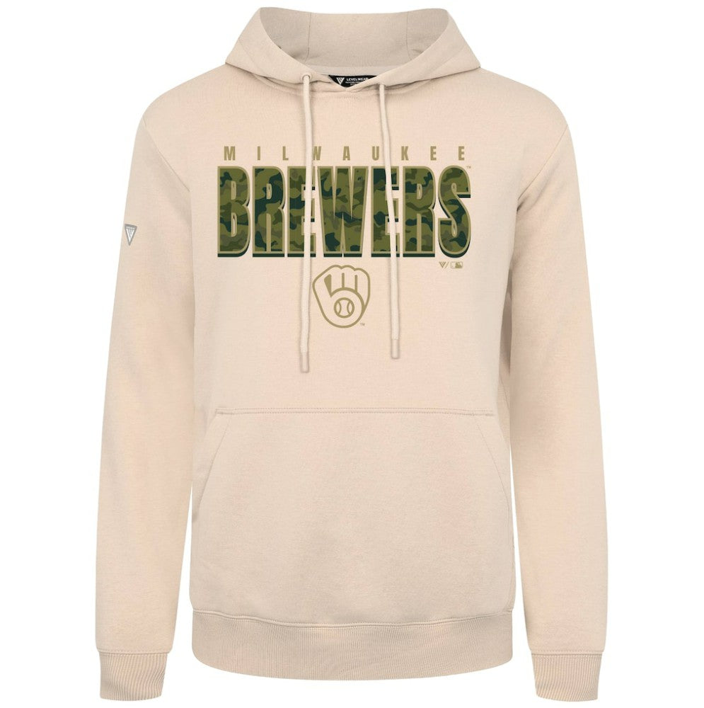Milwaukee Brewers Levelwear Podium Protect Pullover Hoodie Khaki