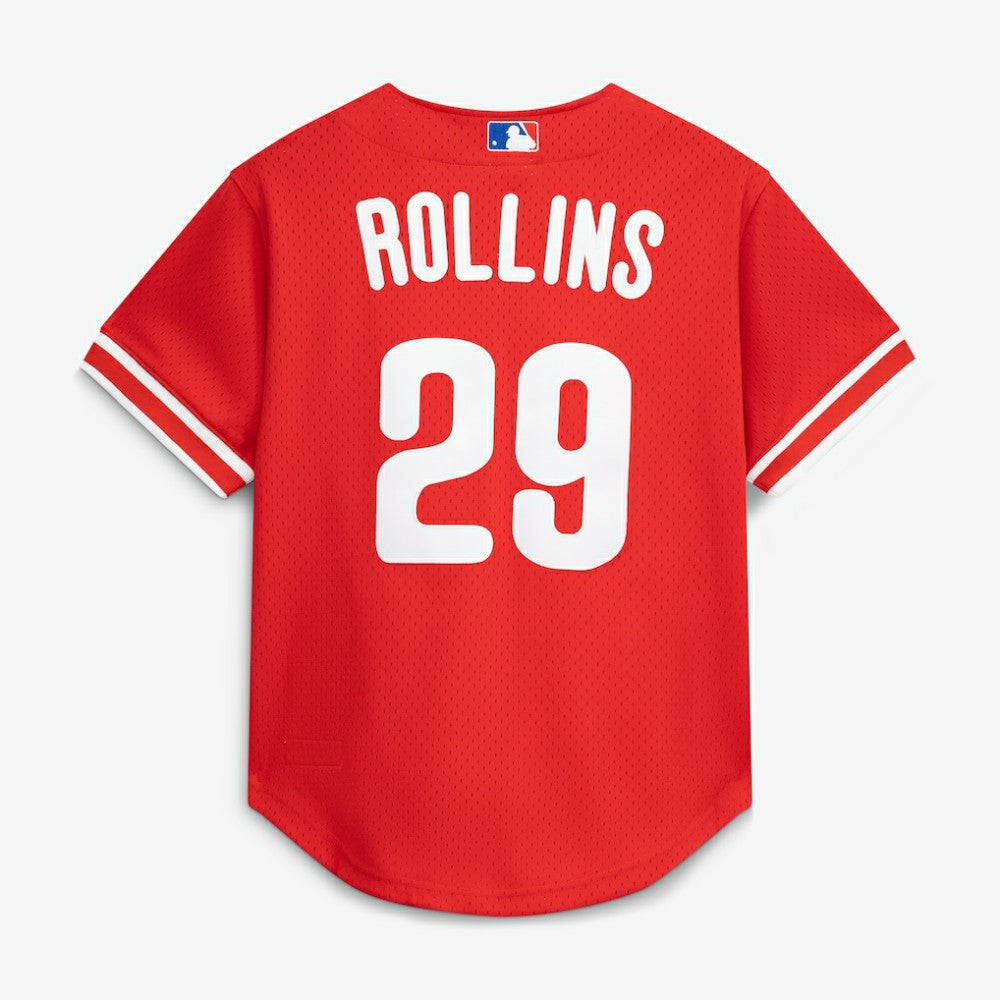 Jimmy Rollins Philadelphia Phillies Cooperstown Mesh Batting Practice Button-Up Jersey Red | Mitchell & Ness