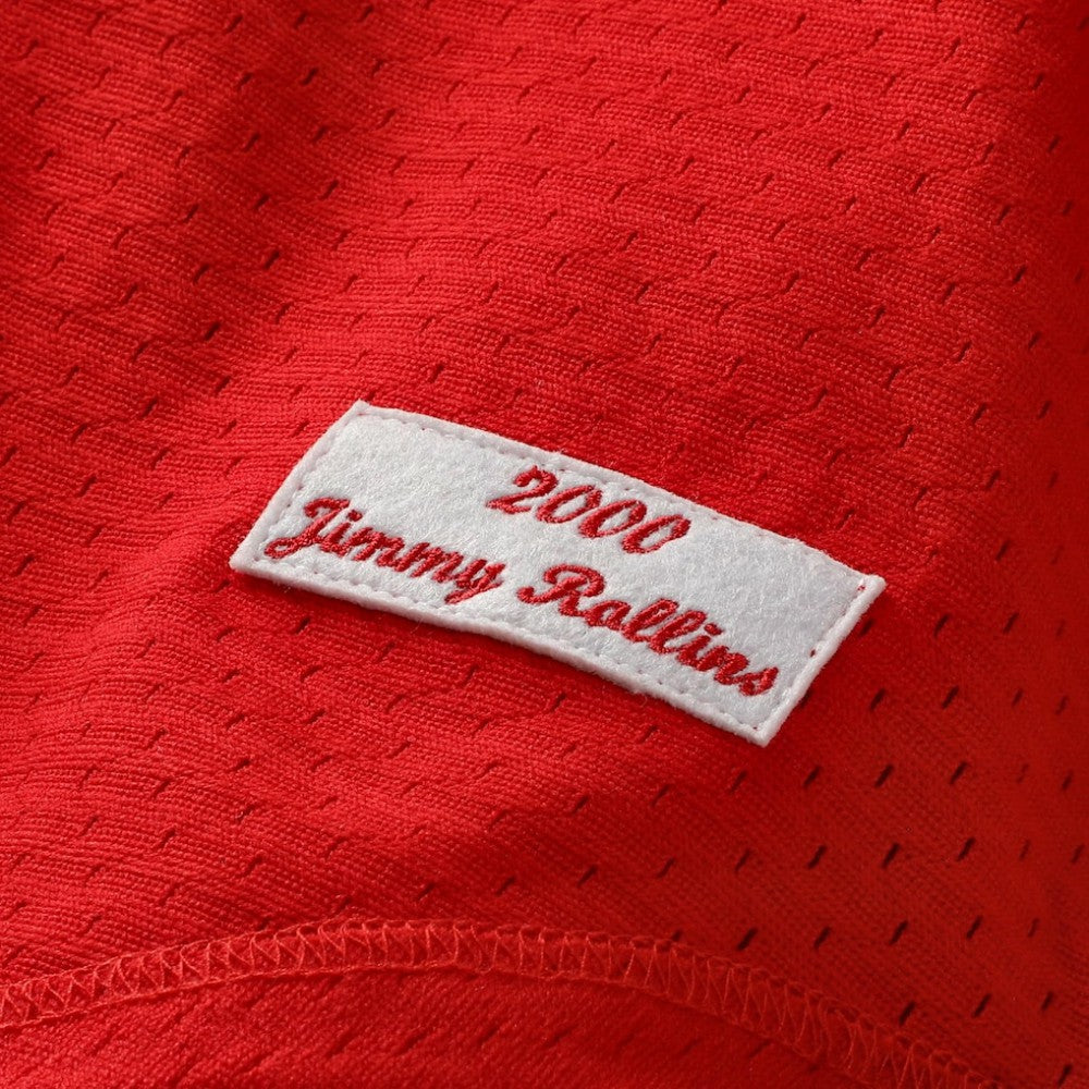 Jimmy Rollins Philadelphia Phillies Cooperstown Mesh Batting Practice Button-Up Jersey Red | Mitchell & Ness
