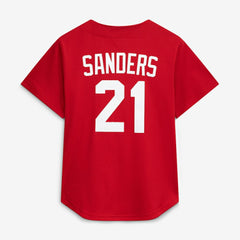 Deion Sanders Cincinnati Reds Cooperstown Mesh Batting Practice Button-Up Jersey Red | Mitchell & Ness
