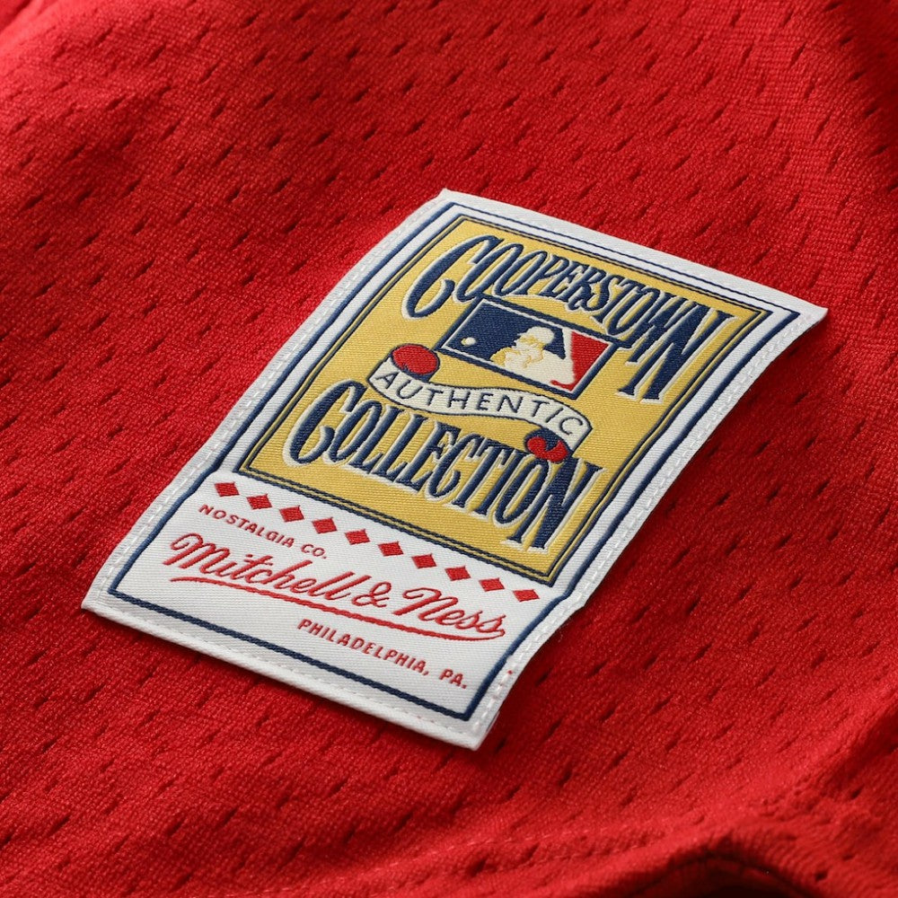 Deion Sanders Cincinnati Reds Cooperstown Mesh Batting Practice Button-Up Jersey Red | Mitchell & Ness
