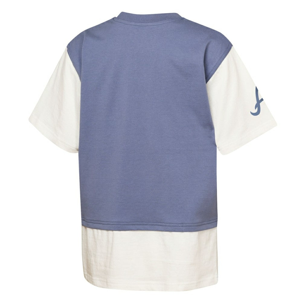 Atlanta Braves Outerstuff Youth Ultimate Pastels Premium Double Run T-Shirt Navy/Cream