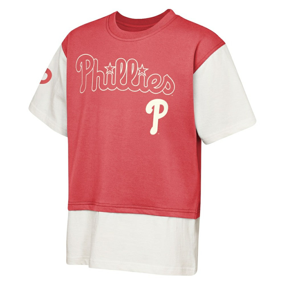 Philadelphia Phillies Outerstuff Youth Ultimate Pastels Premium Double Run T-Shirt Red/Cream