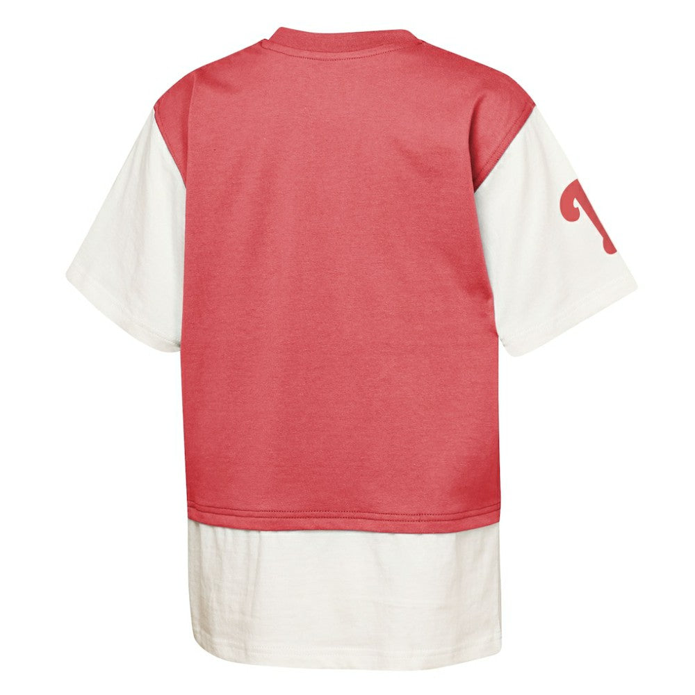 Philadelphia Phillies Outerstuff Youth Ultimate Pastels Premium Double Run T-Shirt Red/Cream